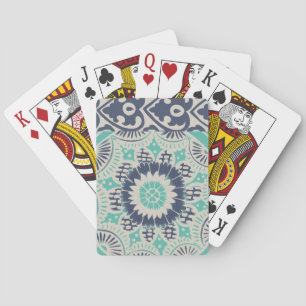 Blue Batik Tile III Playing Cards