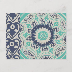 Blue Batik Tile III Postcard