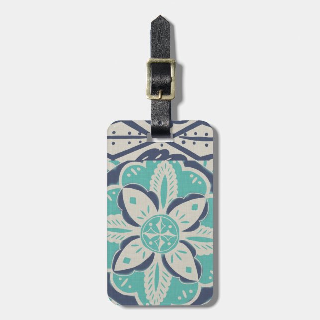 Blue Batik Tile IV Luggage Tag (Front Vertical)