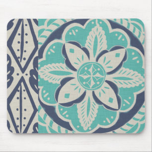 Blue Batik Tile IV Mouse Mat
