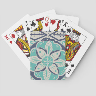 Blue Batik Tile IV Playing Cards