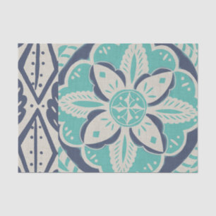 Blue Batik Tile IV Tissue Paper