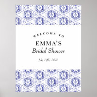 Blue Batik Watercolor Welcome Sign
