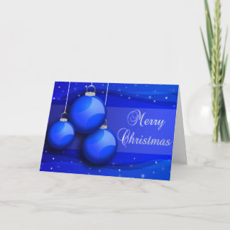 Blue Baubles Christmas Tree Holiday Card