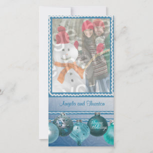 Blue Baubles Photo Holiday Card