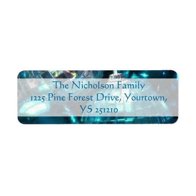 Blue Baubles return address label blue text (Front)