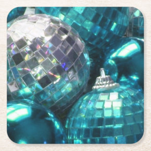 Blue Baubles square coaster