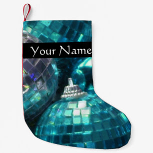 Blue Baubles Text stocking black