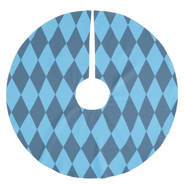 Blue Bavaria Rhombus Flag Pattern Brushed Polyester Tree Skirt (Front)
