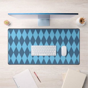 Blue Bavaria Rhombus Flag Pattern Desk Mat
