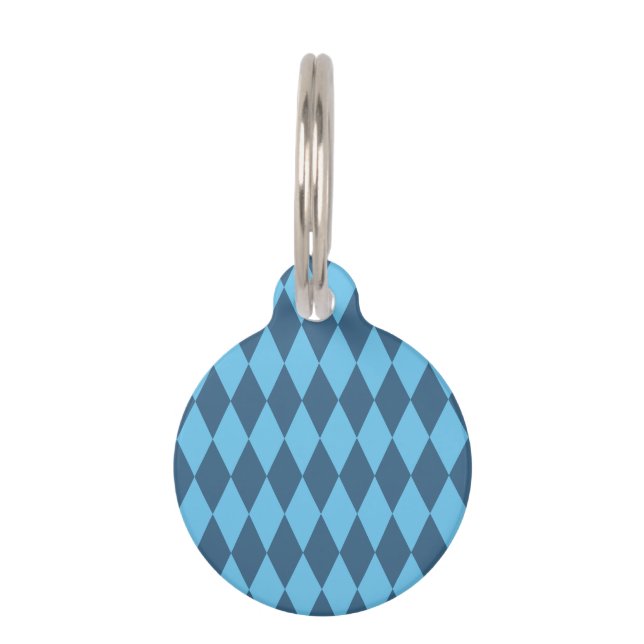 Blue Bavaria Rhombus Flag Pattern Pet Tag (Front)