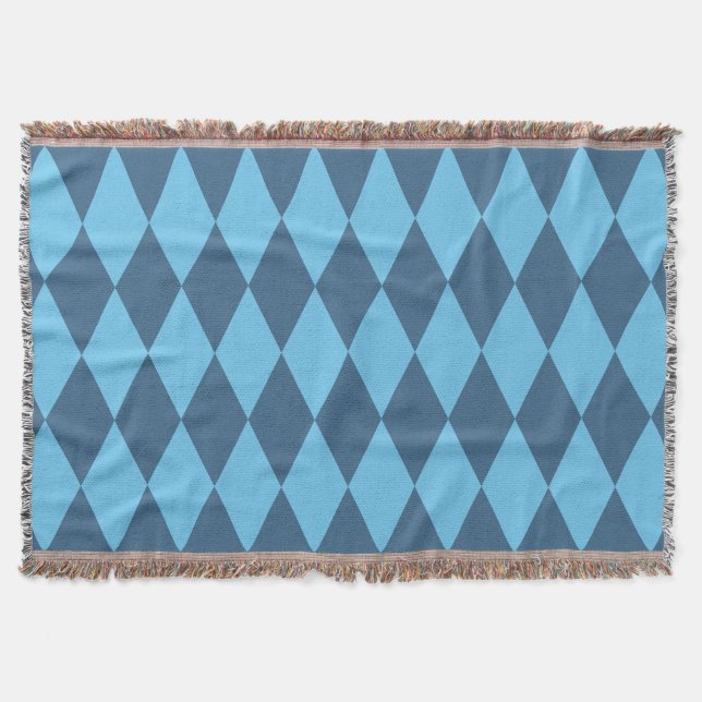 Blue Bavaria Rhombus Flag Pattern Throw Blanket (Front)