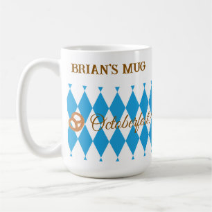 Blue Bavarian Octoberfest Pretzels PERSONALIZE Coffee Mug