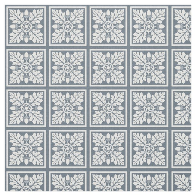Blue Bayoux Acorn and Leaf Tile Design Fabric (Swatch)
