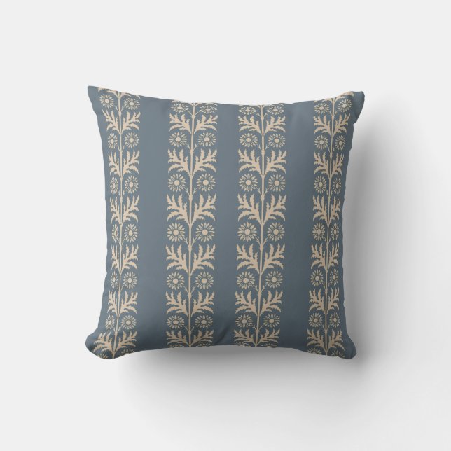 Blue Bayoux Arts and Crafts Floral Stripe Cushion (Front)