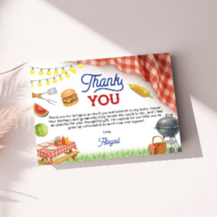 Blue BBQ Baby Shower 5x3.5 Thank You Card