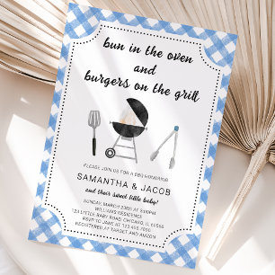 Blue BBQ Baby Shower Invitation