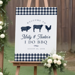 Blue BBQ Wedding or Couples Shower Welcome Sign