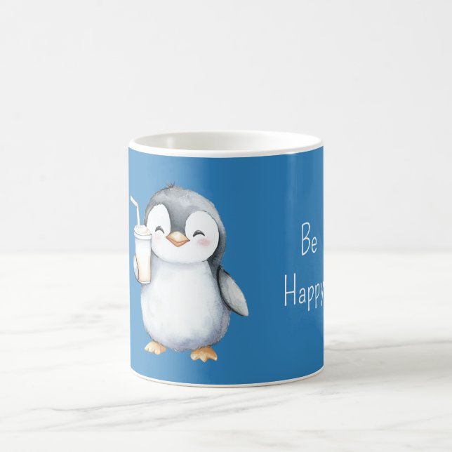 Blue Be Happy Penguin Coffee Mug (Center)