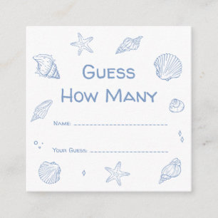 Blue Beach Baby Shower Guess How Many Game  Enclosure Card