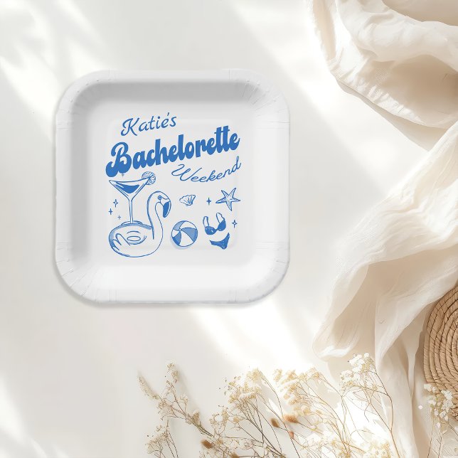 Blue Beach Bachelorette Party Paper Plates (Creator Uploaded)