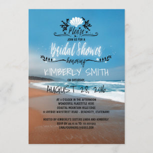 Blue Beach Bridal Shower Invitation