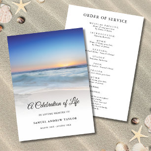 Blue Beach Celebration of Life Funeral Program Programme