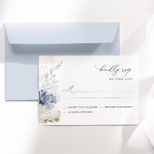 Blue Beach Coastal Seashell Wedding RSVP Card
