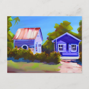 Blue Beach Cottage   Keeping in Touch Postcard