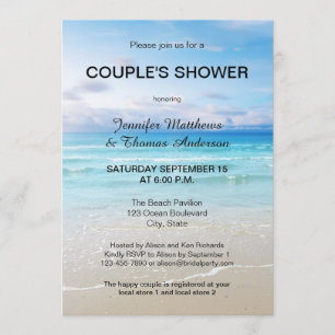 Blue Beach Couple Shower Invitation