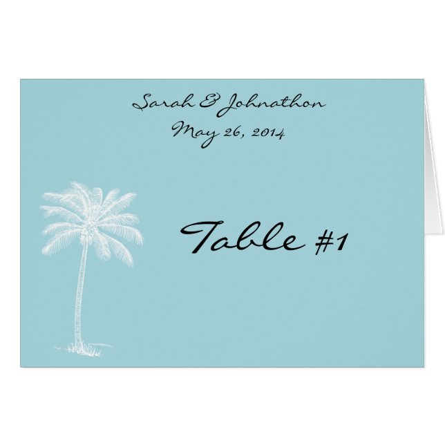 Blue Beach Getaway Tent/Table Card (Front Horizontal)
