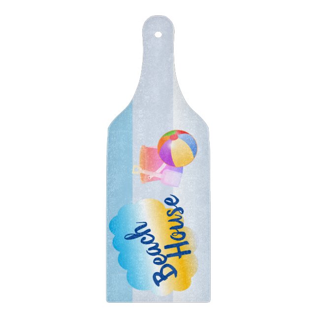 Blue Beach House Chopping Board (Front)
