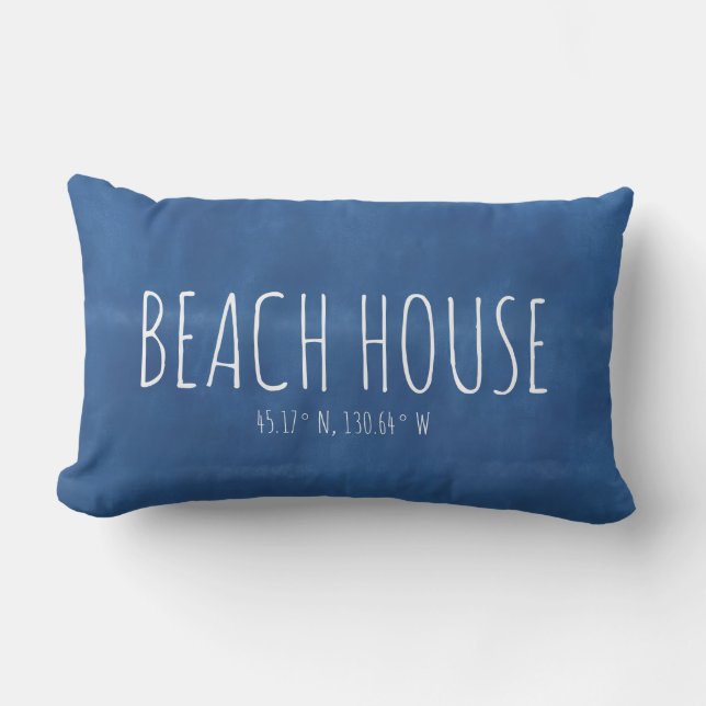 Blue Beach House Custom Coordinates Outdoor Lumbar Cushion (Front)