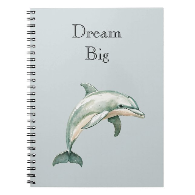 Blue Beach Ocean Dolphin Notebook (Front)
