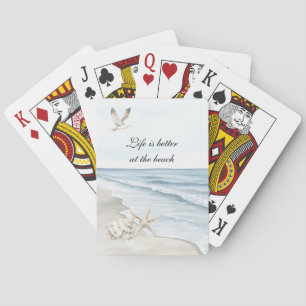 Blue Beach Ocean Starfish Sea Birds Playing Cards