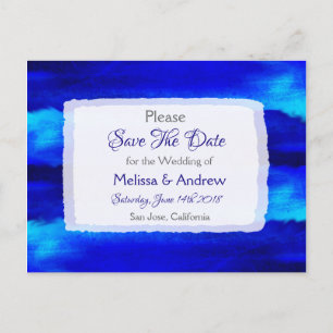 Blue Beach Ocean Themed Wedding Save the Date Announcement Postcard