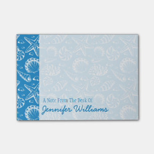 Blue Beach Pattern   Add Your Name Post-it Notes