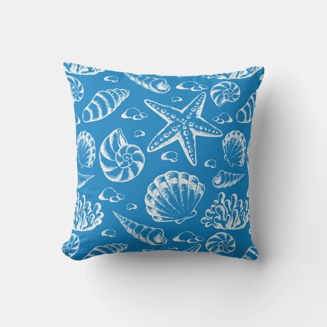 Blue Beach Pattern Cushion (Front)