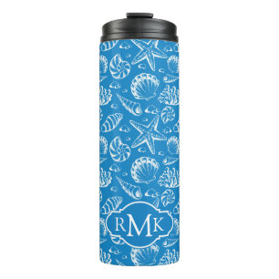 Blue Beach Pattern   Monogram Thermal Tumbler