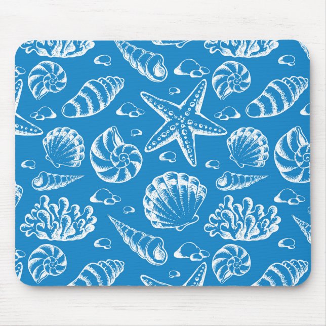 Blue Beach Pattern Mouse Mat (Front)