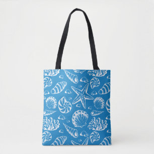 Blue Beach Pattern Tote Bag