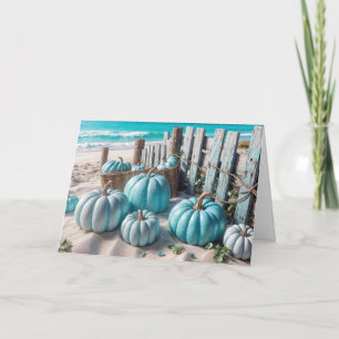 Blue Beach Pumpkins For Birthday Card
