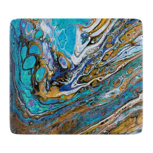 Blue Beach, River water and stones abstract art Cutting Board (Front)