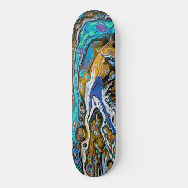 Blue Beach, River water and stones abstract art Skateboard (Front)