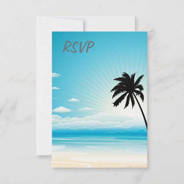 Blue Beach RSVP Wedding Invitation (Front)