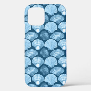 Blue Beach Seashell Pattern iPhone 12 Case
