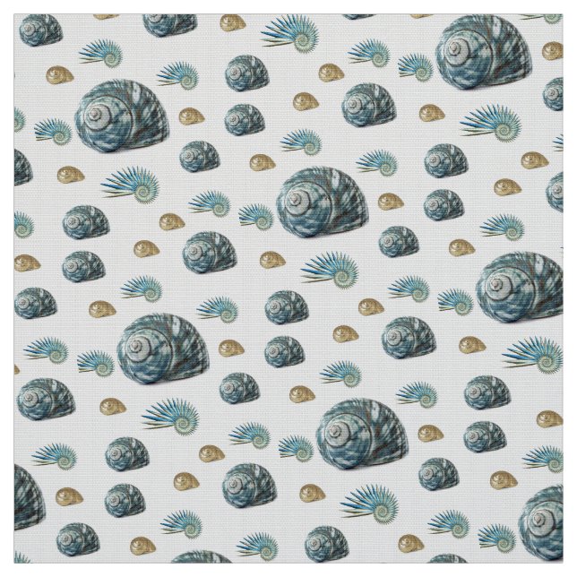 Blue Beach Shells Fabric (Swatch)