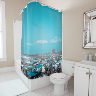 Blue Beach  Shower Curtain