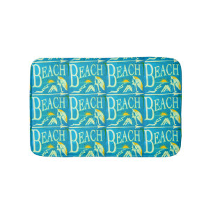 blue beach sign bath mat