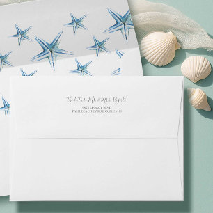 Blue Beach Starfish Invitation Envelope